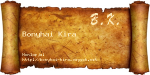 Bonyhai Kira névjegykártya